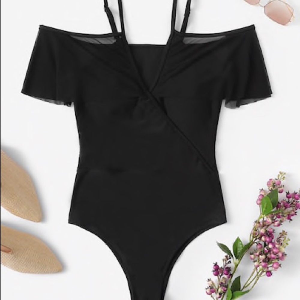 Swimsuit Mesh Top Black One Piece Size M NWT - Picture 2 of 5